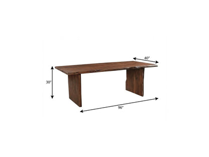 96" Brown Solid Wood Live Edge Sled Base Dining Table