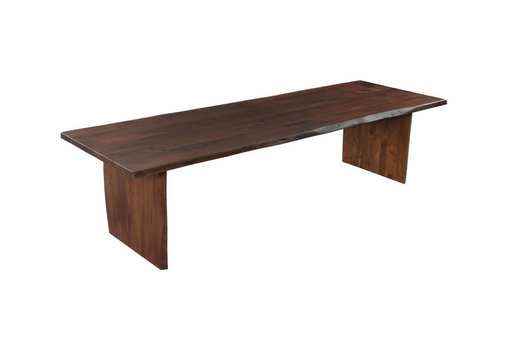 108" Brown Solid Wood Live Edge Sled Base Dining Table