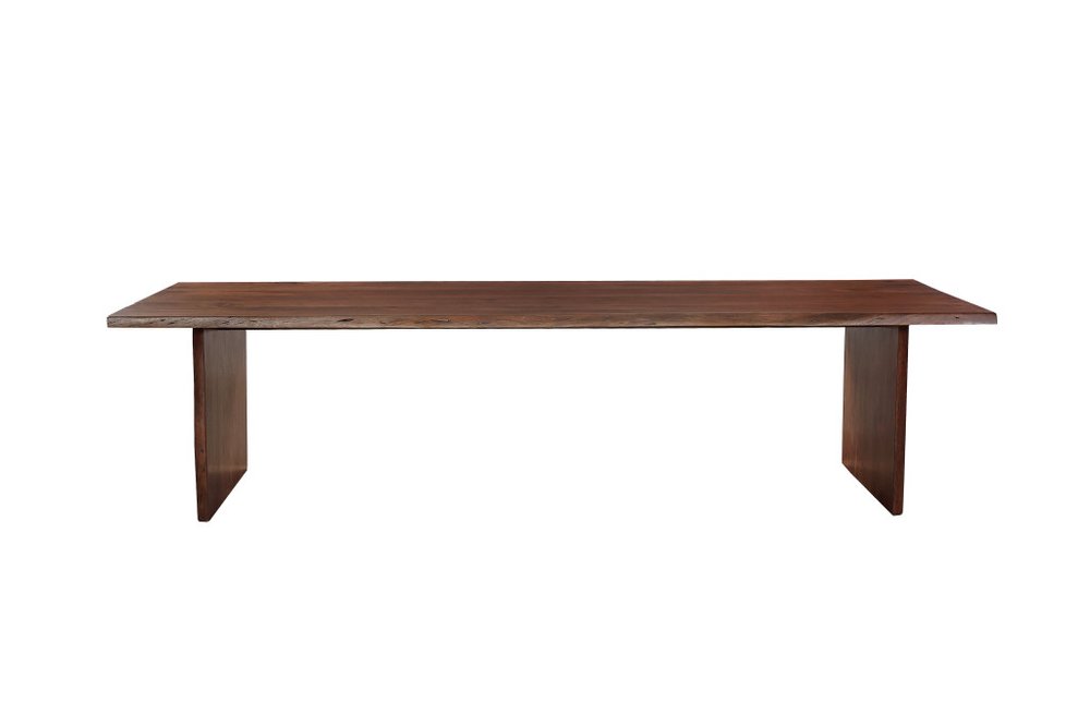 108" Brown Solid Wood Live Edge Sled Base Dining Table