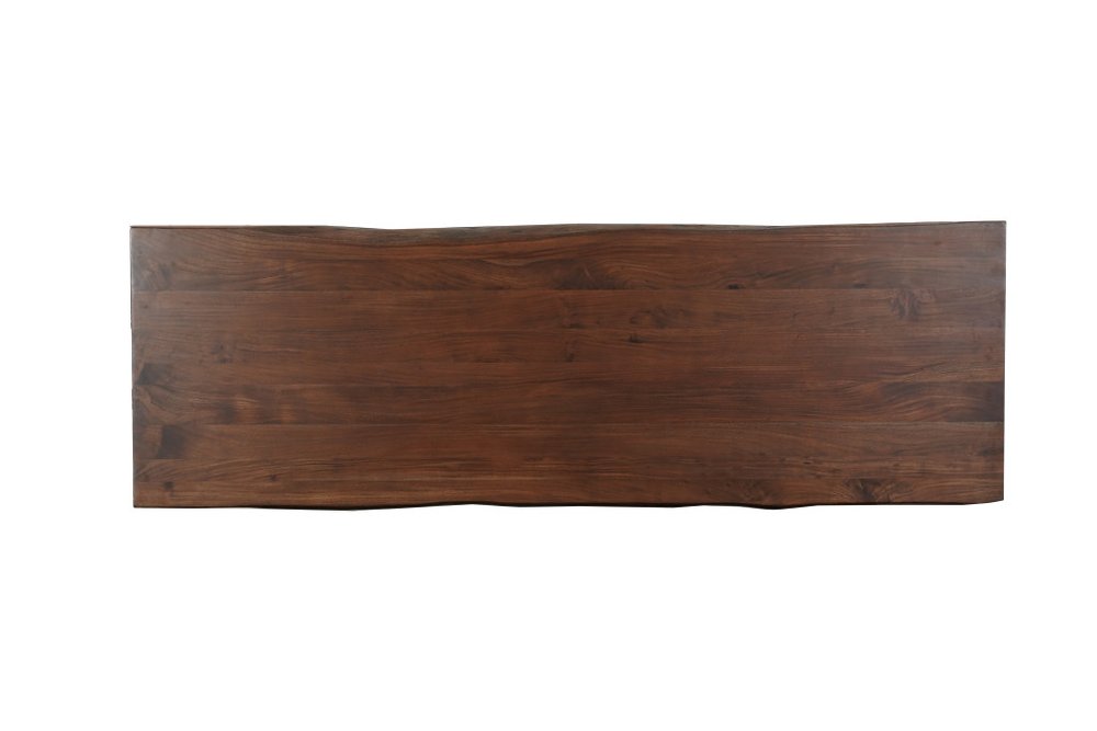 108" Brown Solid Wood Live Edge Sled Base Dining Table