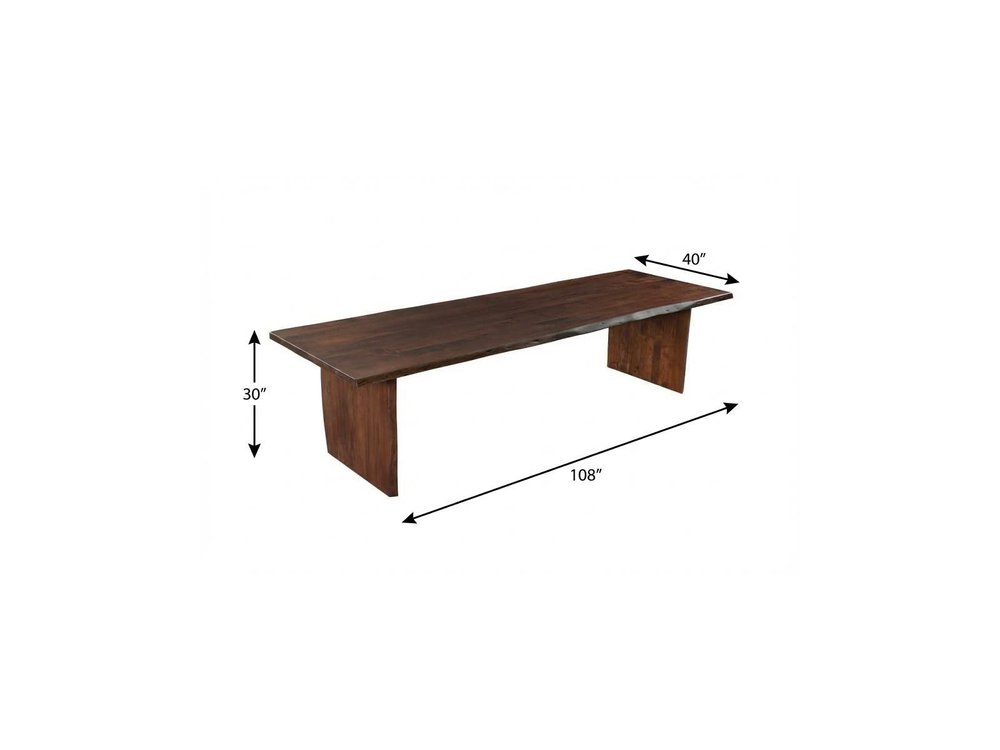 108" Brown Solid Wood Live Edge Sled Base Dining Table