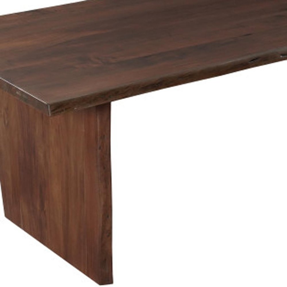 108" Brown Solid Wood Live Edge Sled Base Dining Table
