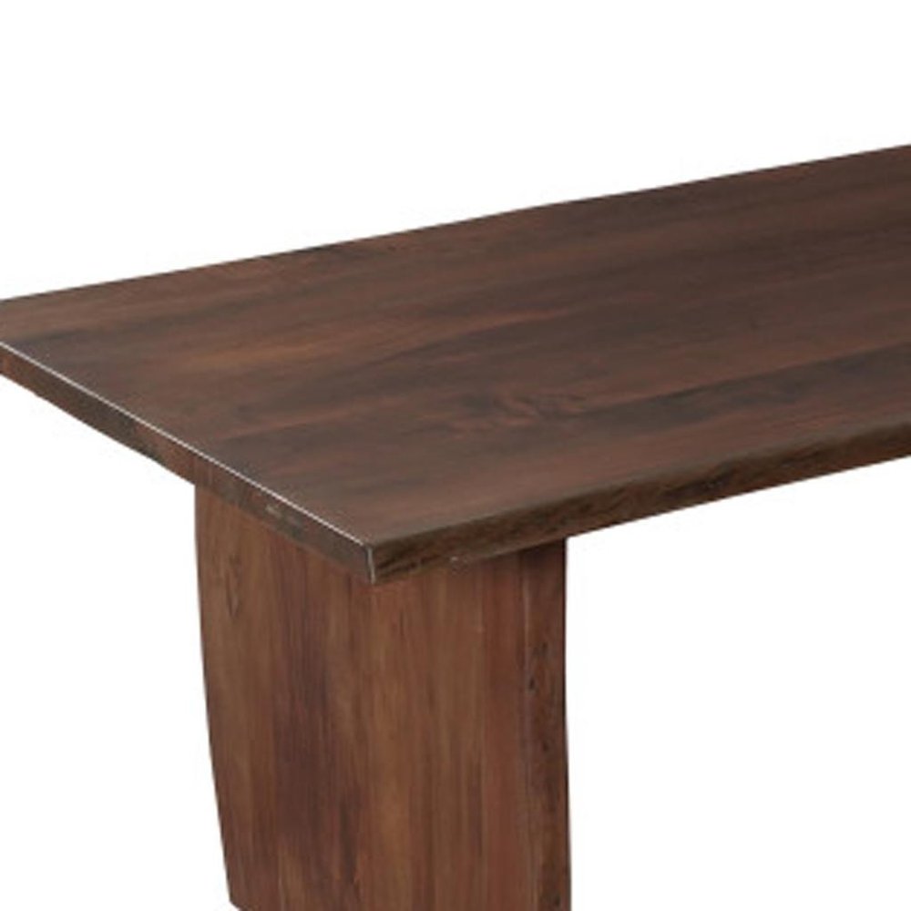108" Brown Solid Wood Live Edge Sled Base Dining Table
