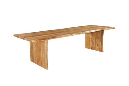 120" Brown Solid Wood Live Edge Sled Base Dining Table