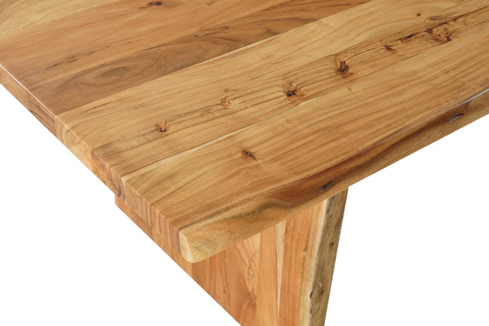 120" Brown Solid Wood Live Edge Sled Base Dining Table