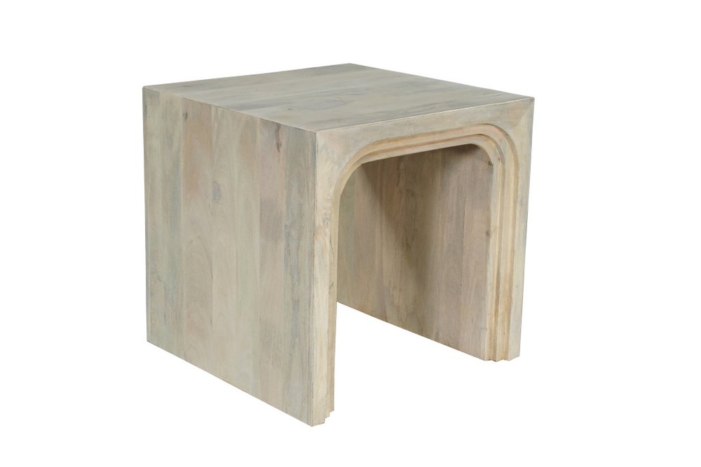 Set Of Two Natural Solid Wood Sled Coffee Table