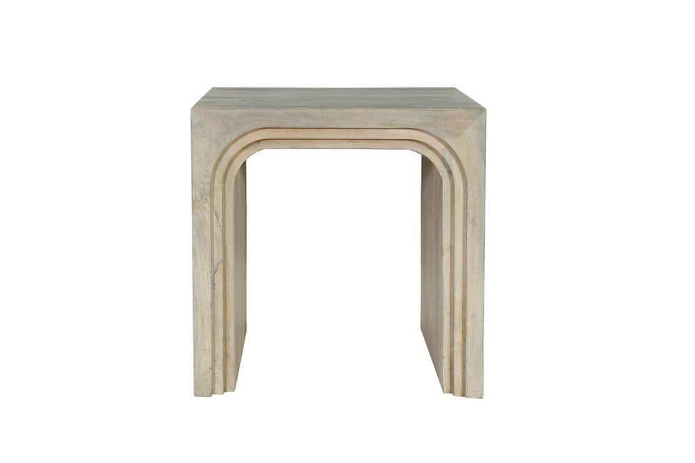 Set Of Two Natural Solid Wood Sled Coffee Table