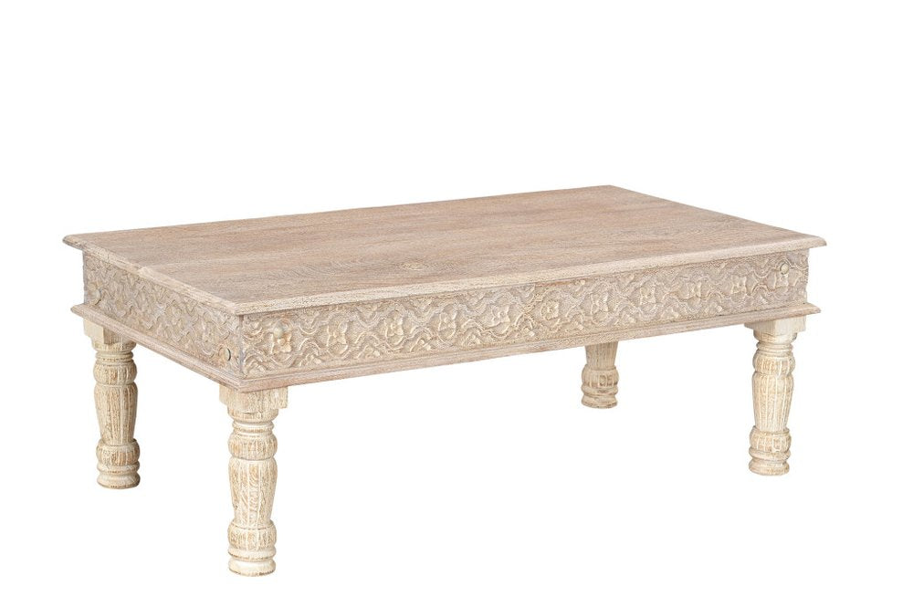 Set Of Three Natural Solid Wood Distressed Coffee Table