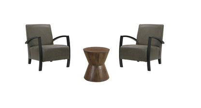 Set of Three Brown Solid Wood Round Solid Furniture Set