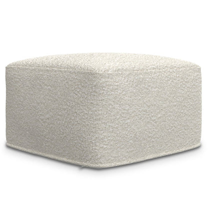 24" Ivory Boucle Pouf Ottoman
