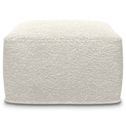 24" Ivory Boucle Pouf Ottoman