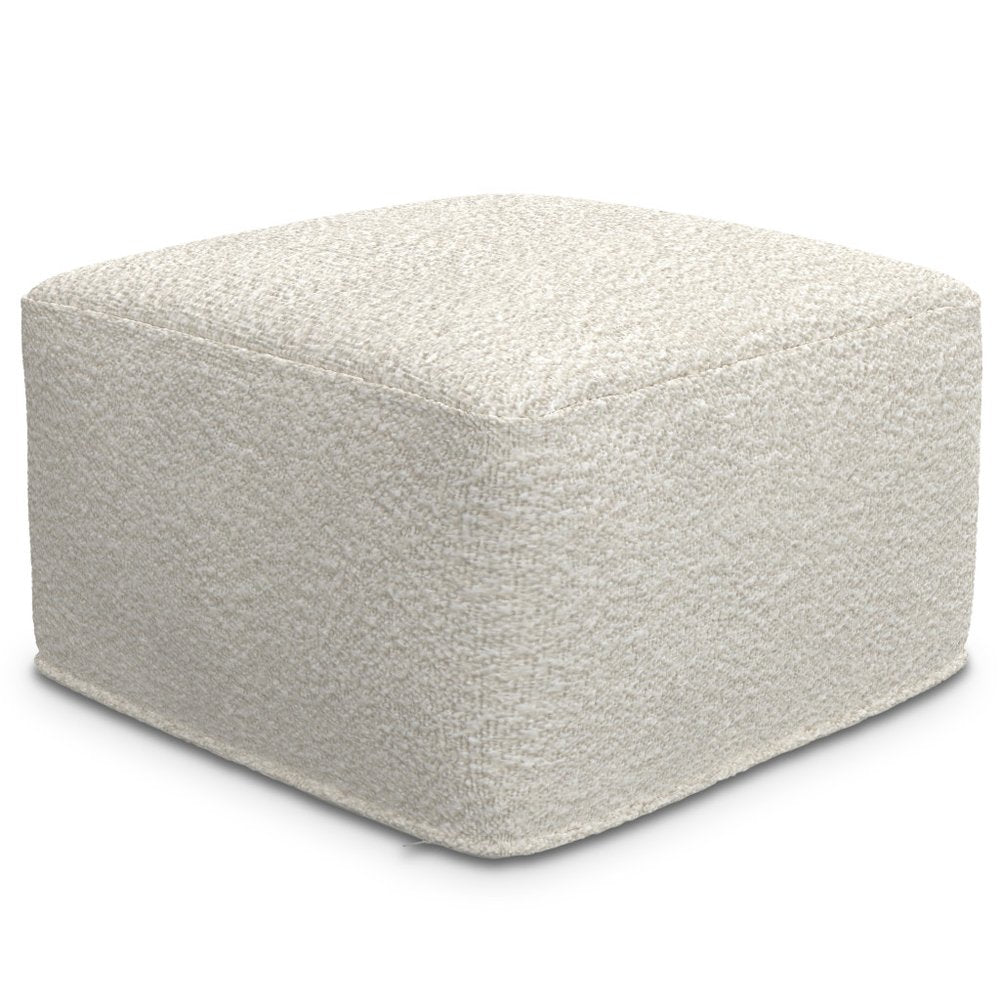 24" Ivory Boucle Pouf Ottoman