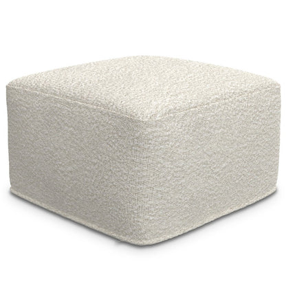 24" Ivory Boucle Pouf Ottoman