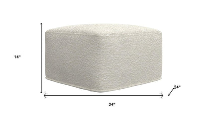 24" Ivory Boucle Pouf Ottoman