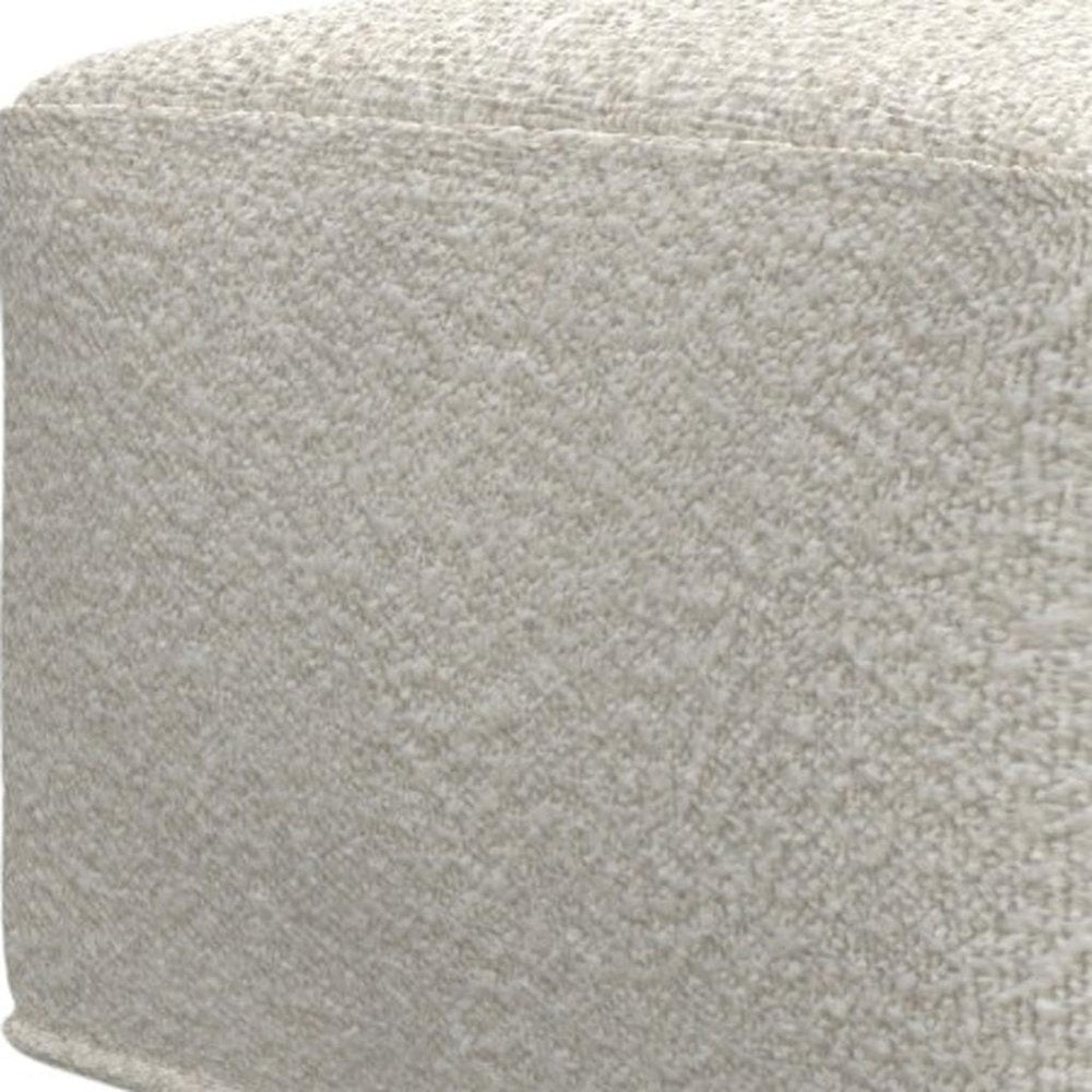 24" Ivory Boucle Pouf Ottoman