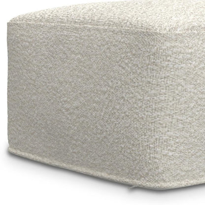24" Ivory Boucle Pouf Ottoman