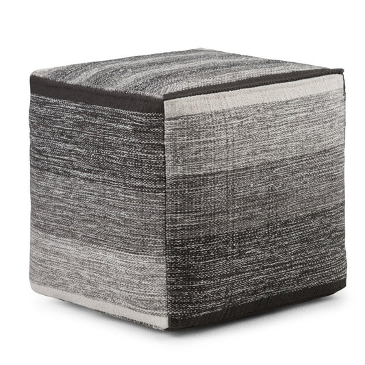 16" Gray Cotton Tone on Tone Cube Pouf Ottoman