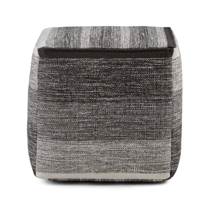 16" Gray Cotton Tone on Tone Cube Pouf Ottoman