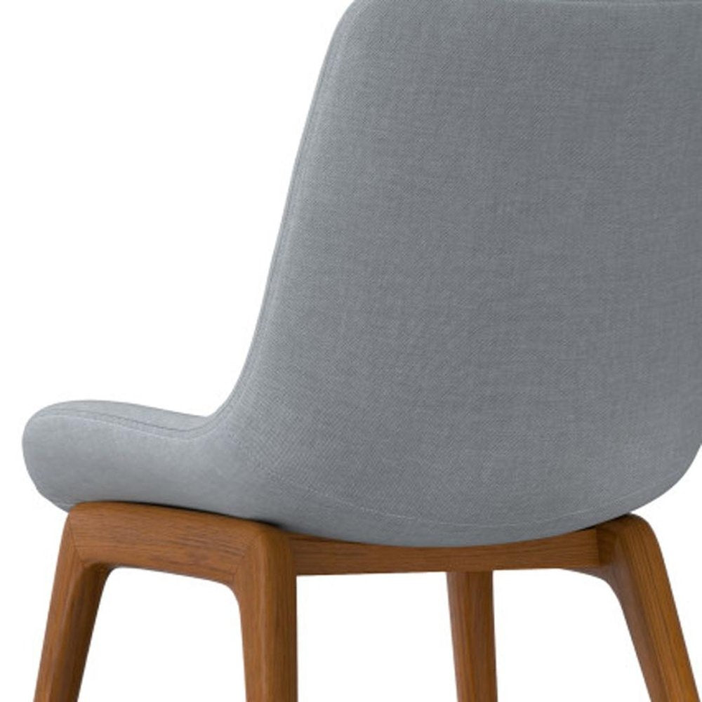 Set of Two Gray And Walnut Linen And Solid Wood Dining Parsons Chairs