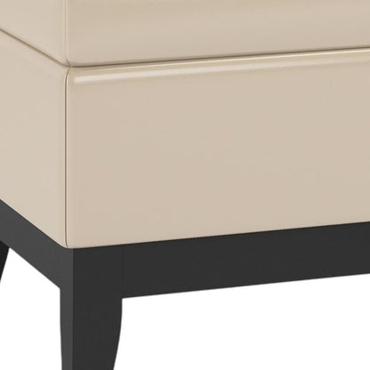 42" Saddle Brown and Dark Brown Tufted Faux Leather and Solid Wood Upholstered Storage Bench With Tray