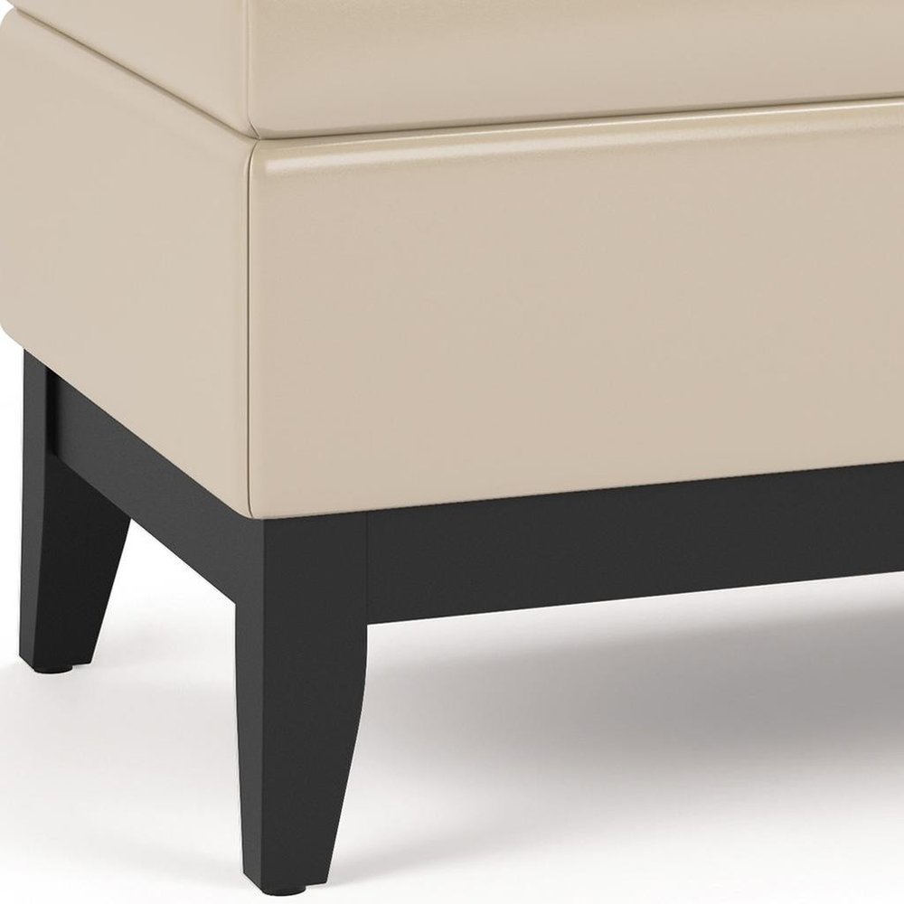 42" Saddle Brown and Dark Brown Tufted Faux Leather and Solid Wood Upholstered Storage Bench With Tray