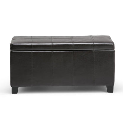 36" Brown Faux Leather And Solid Wood Upholstered Storage Bench With Flip Top