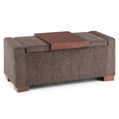 43" Umber And Brown Fabric Ottoman With Storage