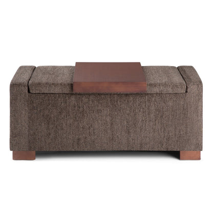 43" Umber And Brown Fabric Ottoman With Storage