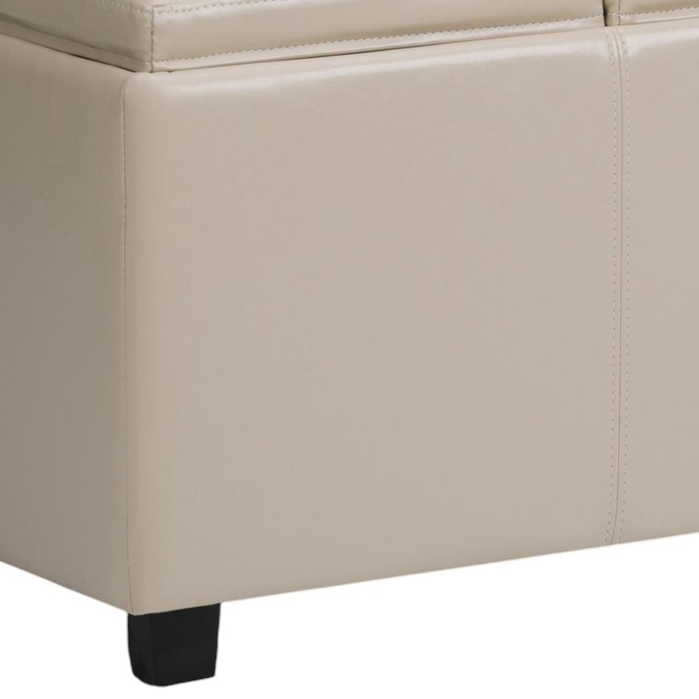 42" Cream And Dark Brown Ottoman With Storage