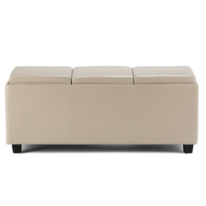42" Cream And Dark Brown Ottoman With Storage