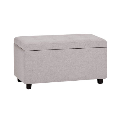 34" Cloud And Dark Brown Tufted Ottoman With Storage