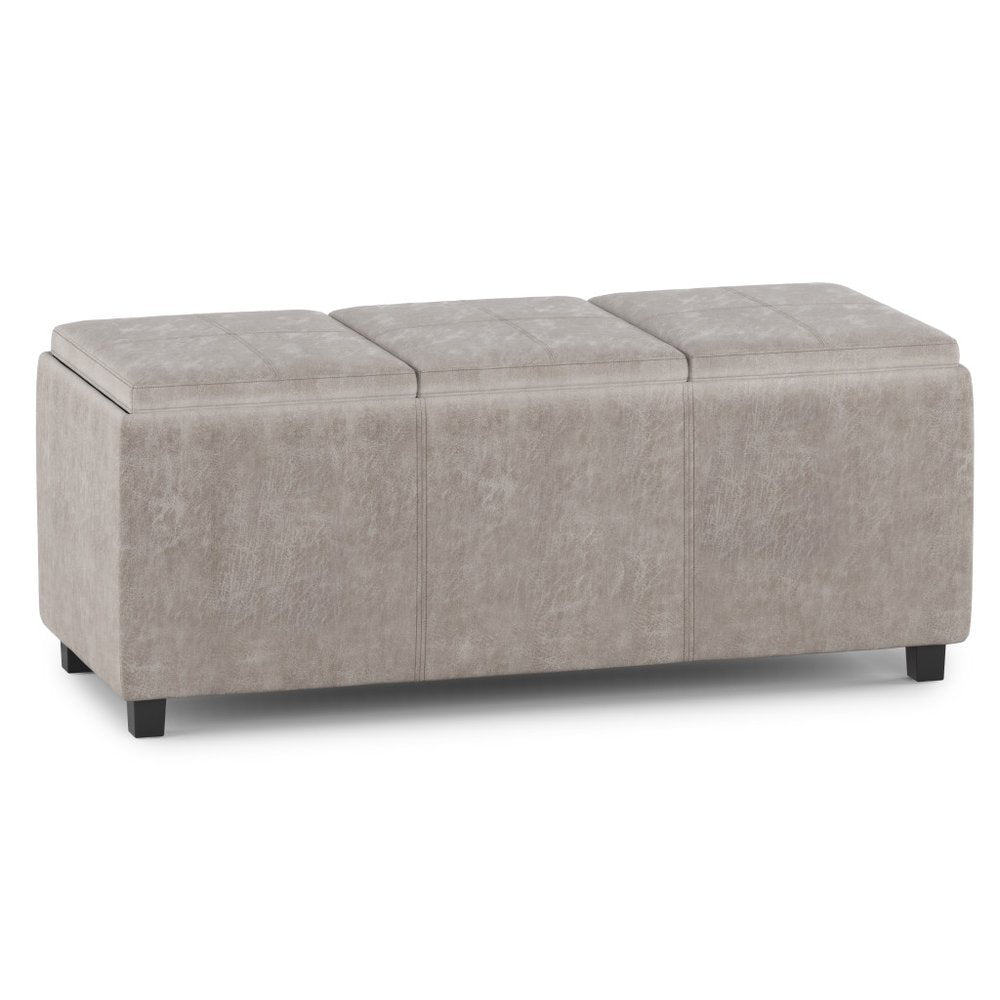42" Taupe And Dark Brown Ottoman With Storage