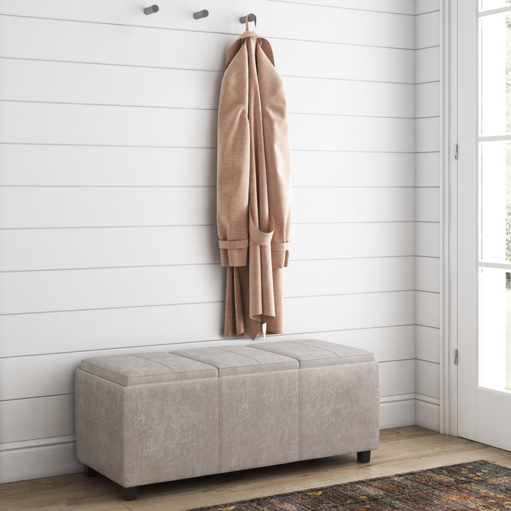42" Taupe And Dark Brown Ottoman With Storage