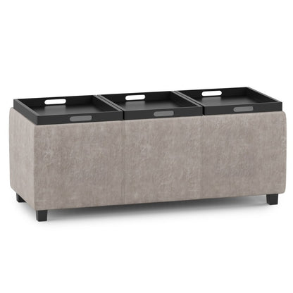42" Taupe And Dark Brown Ottoman With Storage