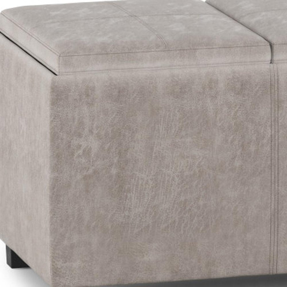 42" Taupe And Dark Brown Ottoman With Storage