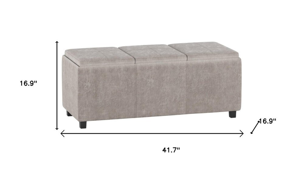 42" Taupe And Dark Brown Ottoman With Storage