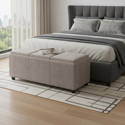 42" Taupe And Dark Brown Ottoman With Storage