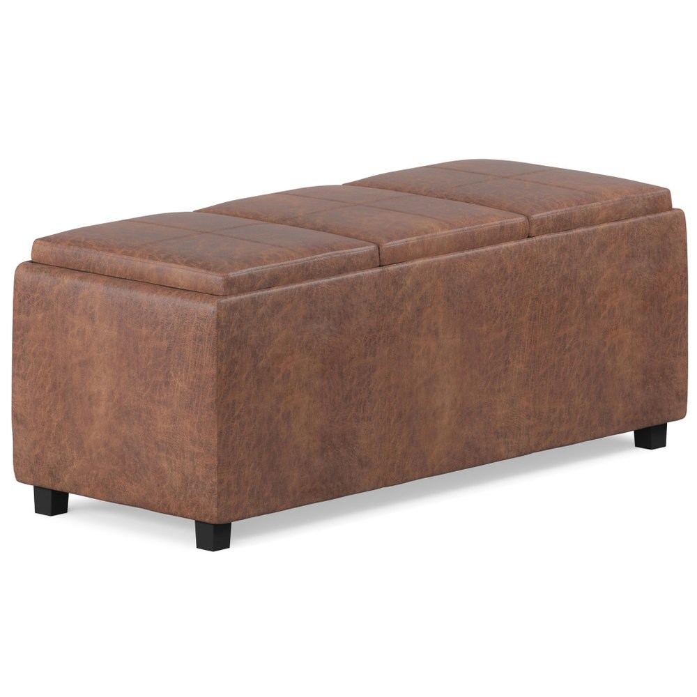 42" Brown And Dark Brown Ottoman With Storage