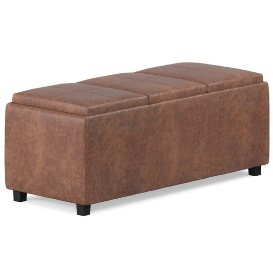 42" Brown And Dark Brown Ottoman With Storage