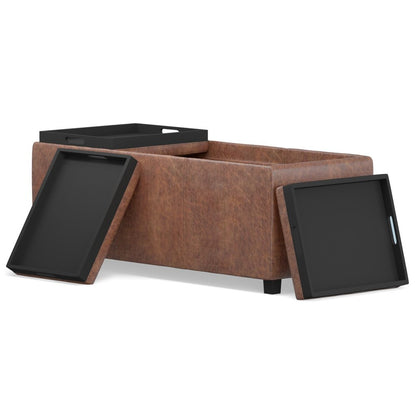 42" Brown And Dark Brown Ottoman With Storage