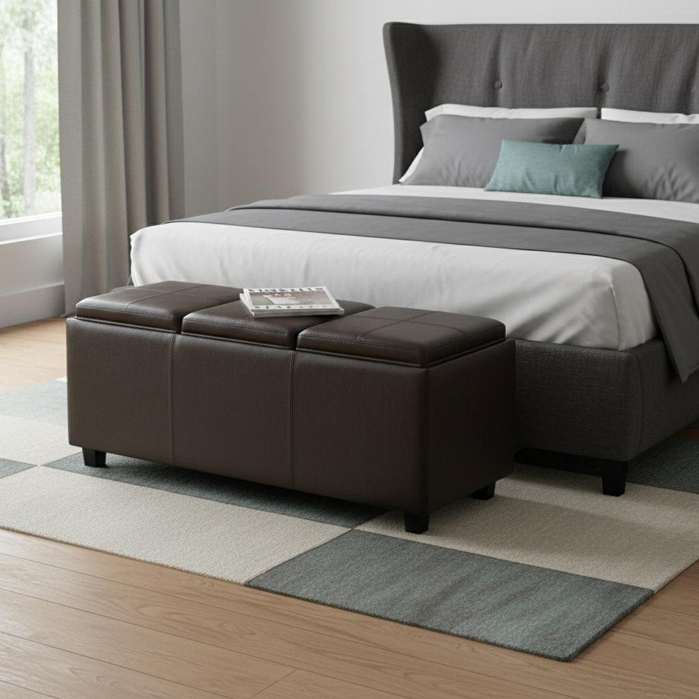 42" Chocolate And Dark Brown Ottoman With Storage