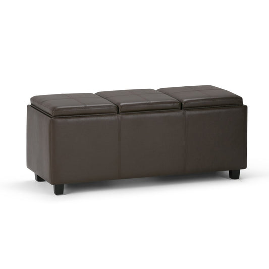 42" Chocolate And Dark Brown Ottoman With Storage