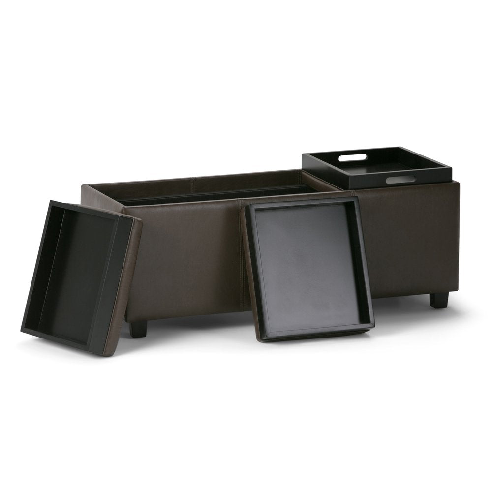 42" Chocolate And Dark Brown Ottoman With Storage