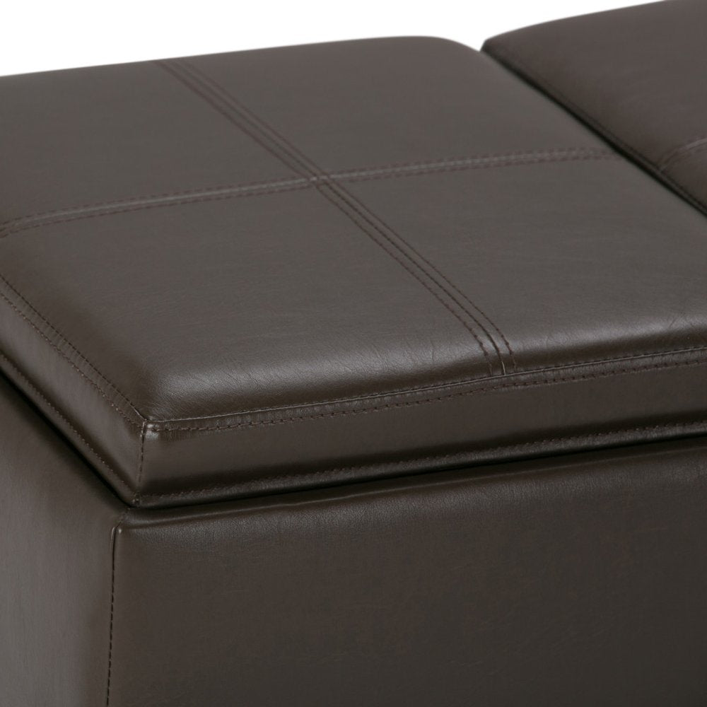 42" Chocolate And Dark Brown Ottoman With Storage