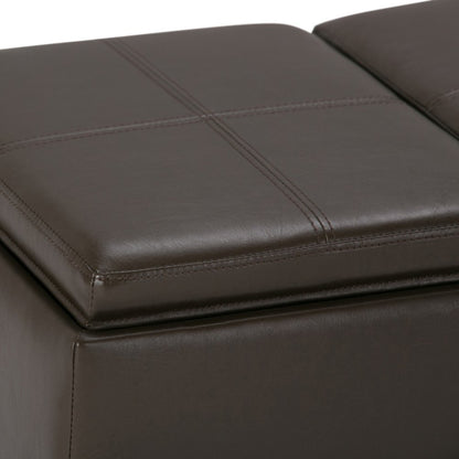 42" Chocolate And Dark Brown Ottoman With Storage