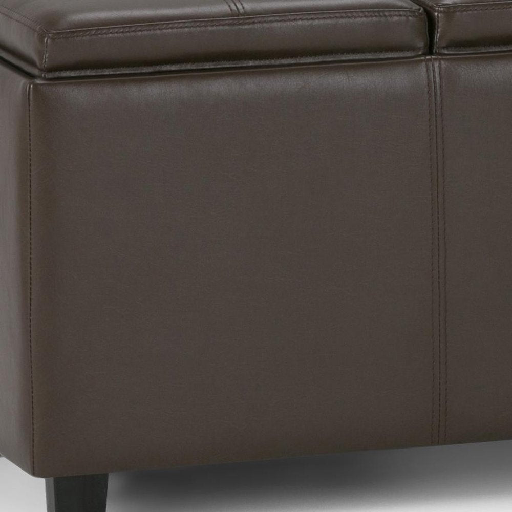 42" Chocolate And Dark Brown Ottoman With Storage