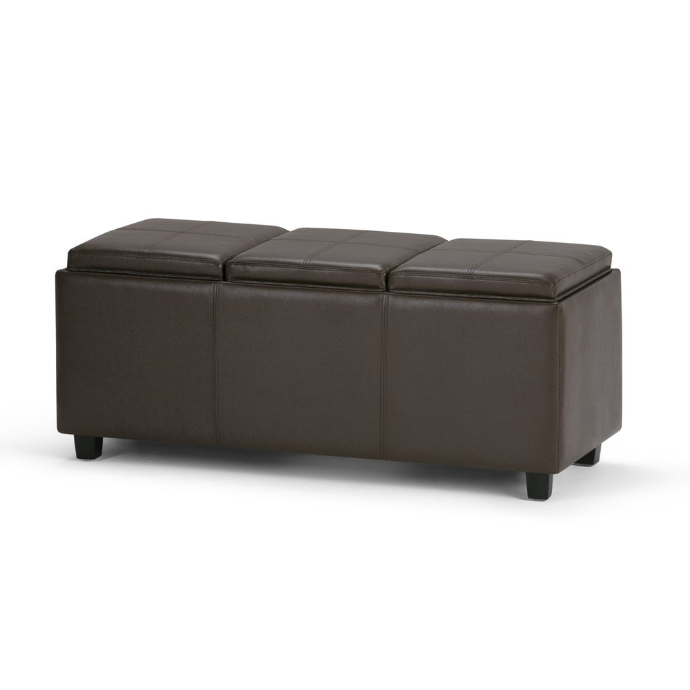 42" Chocolate And Dark Brown Ottoman With Storage