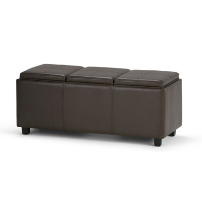 42" Chocolate And Dark Brown Ottoman With Storage