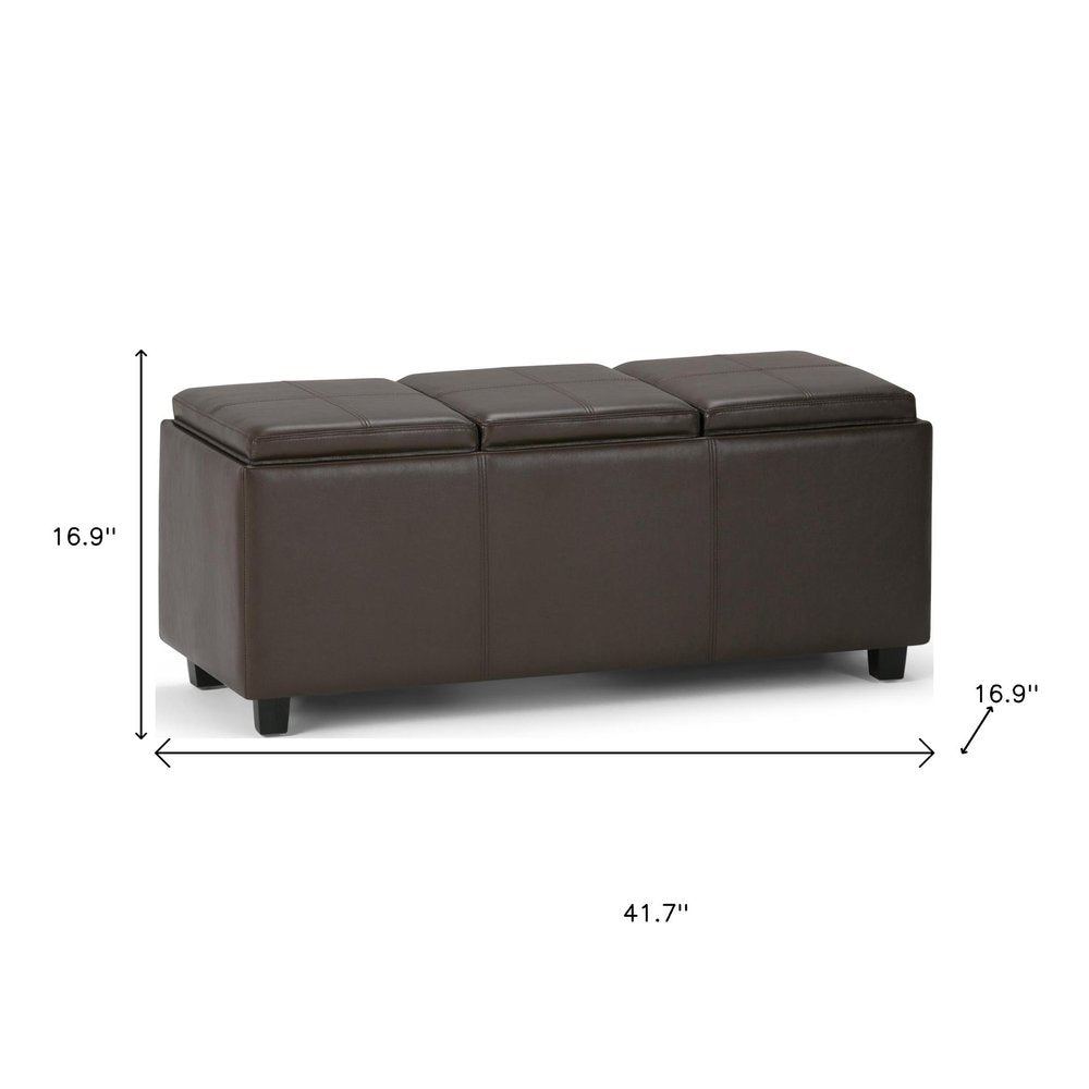 42" Chocolate And Dark Brown Ottoman With Storage