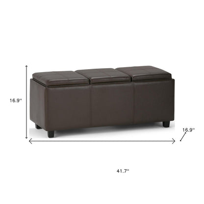 42" Chocolate And Dark Brown Ottoman With Storage